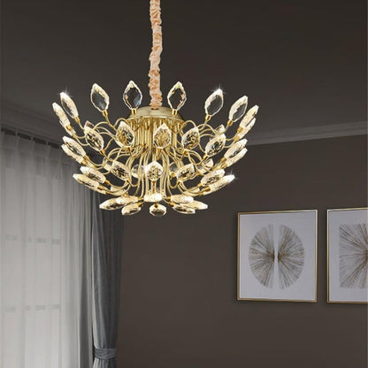 BAMDECOR C3348 Modern Luxury Crystal-leaf Chandelier LED Fashion Creativity Pendant Ceiling Lights(60cm-Gold) - Image 3