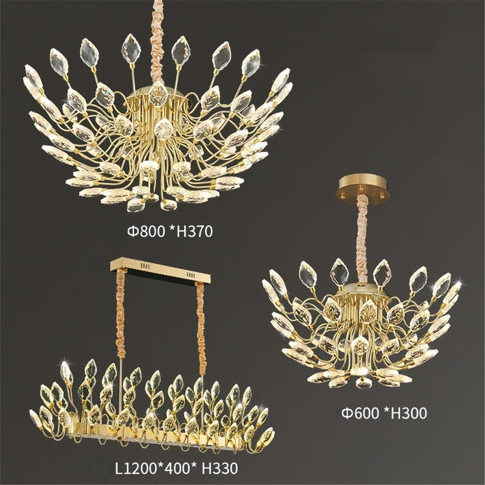 BAMDECOR C3348 Modern Luxury Crystal-leaf Chandelier LED Fashion Creativity Pendant Ceiling Lights(80cm-Gold) - Image 4