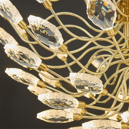 BAMDECOR C3348 Modern Luxury Crystal-leaf Chandelier LED Fashion Creativity Pendant Ceiling Lights(80cm-Gold) - Image 5