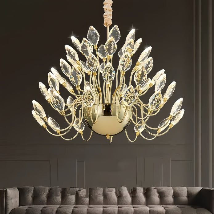 BAMDECOR C3349/1 Modern Luxury Crystal-leaf Chandelier LED Fashion Creativity Pendant Ceiling Lights(80cm-Gold) - Image 3