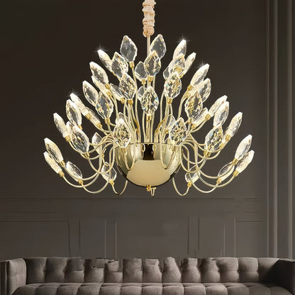 BAMDECOR C3349/1 Modern Luxury Crystal-leaf Chandelier LED Fashion Creativity Pendant Ceiling Lights(80cm-Gold) - Image 3