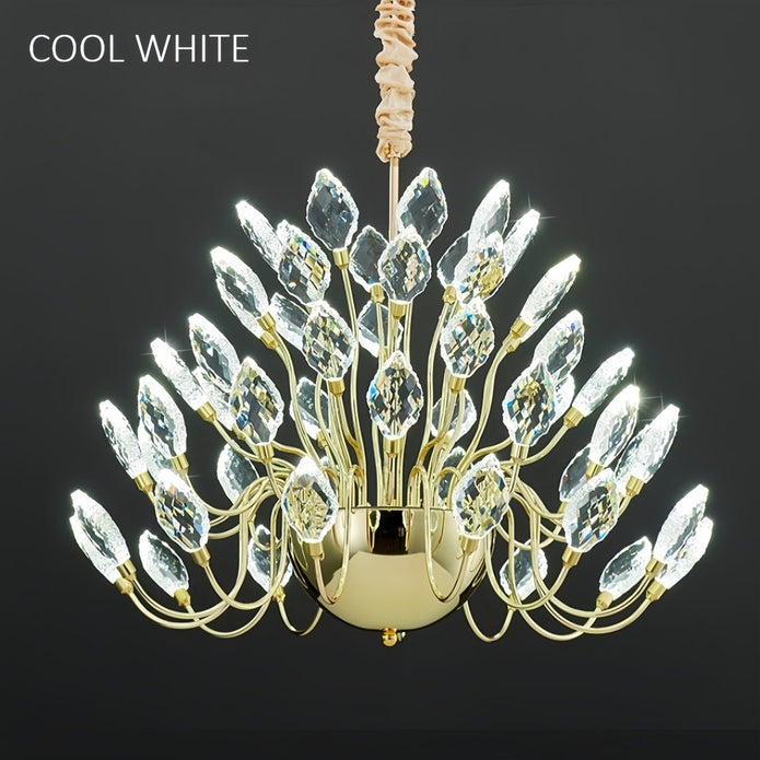 BAMDECOR C3349/1 Modern Luxury Crystal-leaf Chandelier LED Fashion Creativity Pendant Ceiling Lights(80cm-Gold) - Image 4