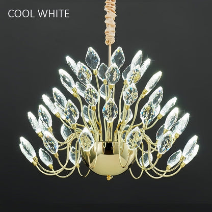 BAMDECOR C3349/1 Modern Luxury Crystal-leaf Chandelier LED Fashion Creativity Pendant Ceiling Lights(80cm-Gold) - Image 4