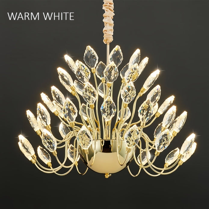 BAMDECOR C3349/1 Modern Luxury Crystal-leaf Chandelier LED Fashion Creativity Pendant Ceiling Lights(80cm-Gold) - Image 5