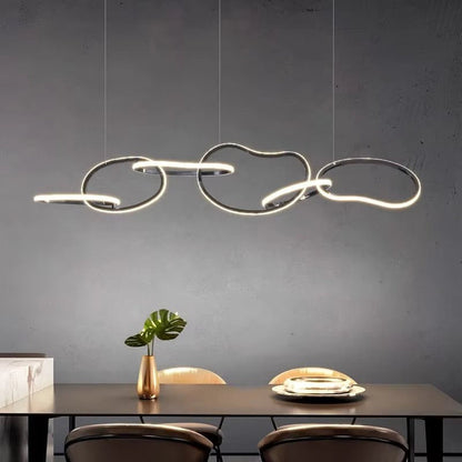 BAMDECOR A24126 Nordic Minimalist LED Pendant Light Adjustable Modern Ring Chandelier for Dining Room and Bar (Black) 1.5 Meters - Image 4