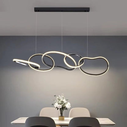 BAMDECOR A24126 Nordic Minimalist LED Pendant Light Adjustable Modern Ring Chandelier for Dining Room and Bar (Black) 1.5 Meters - Image 5