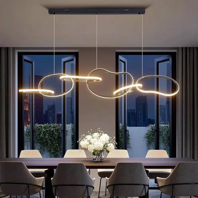 BAMDECOR A24126 Nordic Minimalist LED Pendant Light Adjustable Modern Ring Chandelier for Dining Room and Bar (Black) 1.8 Meters - Image 2