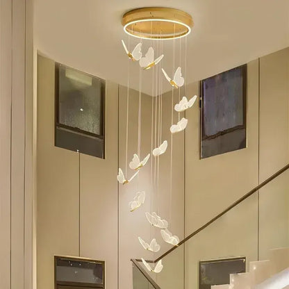 BAMDECOR LT05 13 Nordic Butterfly Luxury Chandeliers Pendant Lights for Villa Stair Home Decoration Modern Style Exquisite Chandelier (Gold) - Image 2