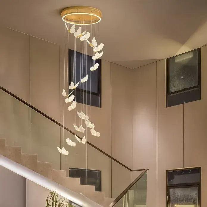 BAMDECOR LT05 13 Nordic Butterfly Luxury Chandeliers Pendant Lights for Villa Stair Home Decoration Modern Style Exquisite Chandelier (Gold) - Image 3