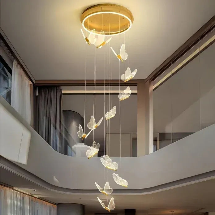 BAMDECOR LT05 13 Nordic Butterfly Luxury Chandeliers Pendant Lights for Villa Stair Home Decoration Modern Style Exquisite Chandelier (Gold) - Image 4
