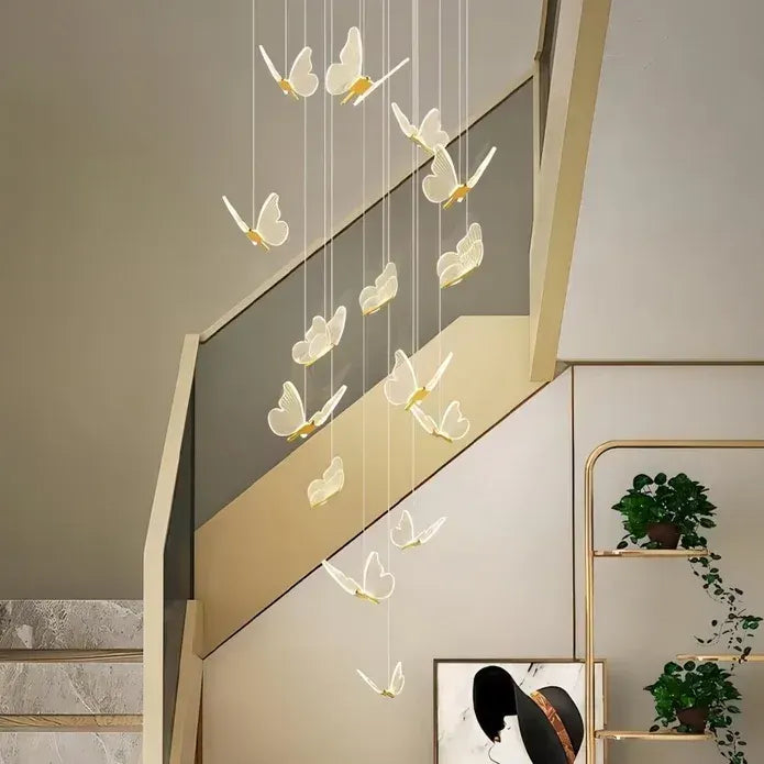 BAMDECOR LT05 13 Nordic Butterfly Luxury Chandeliers Pendant Lights for Villa Stair Home Decoration Modern Style Exquisite Chandelier (Gold) - Image 5
