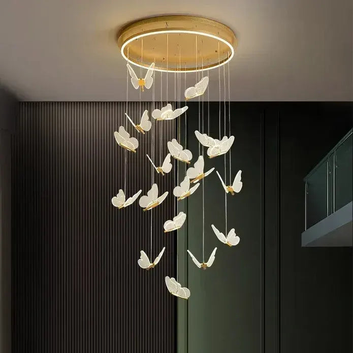 BAMDECOR LT05 19 Nordic Butterfly Luxury Chandeliers Pendant Lights for Villa Stair Home Decoration Modern Style Exquisite Chandelier (Gold) - Image 3