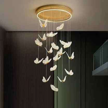 BAMDECOR LT05 19 Nordic Butterfly Luxury Chandeliers Pendant Lights for Villa Stair Home Decoration Modern Style Exquisite Chandelier (Gold) - Image 3