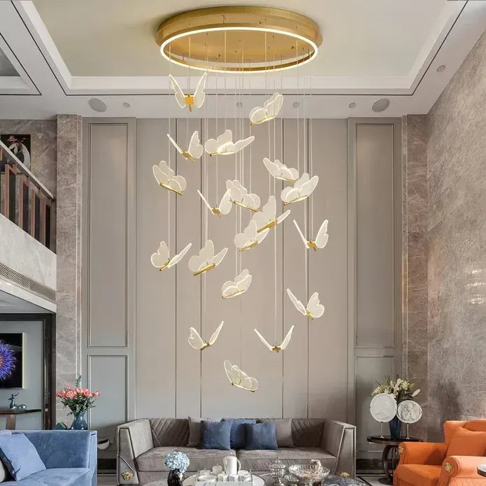BAMDECOR LT05 19 Nordic Butterfly Luxury Chandeliers Pendant Lights for Villa Stair Home Decoration Modern Style Exquisite Chandelier (Gold) - Image 4