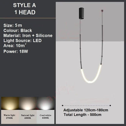 BAMDECOR Minimalistic Retro LED Minimalism Designer Lustre Hanging Lamps Slender-Shape LED Pendant Light (Black) - Image 4