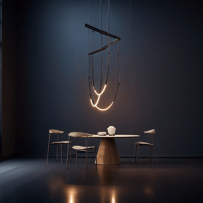BAMDECOR Minimalistic Retro LED Minimalism Designer Lustre Hanging Lamps Slender-Shape LED Pendant Light (Black) - Image 2