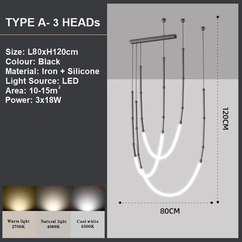 BAMDECOR Minimalistic Retro LED Minimalism Designer Lustre Hanging Lamps Slender-Shape LED Pendant Light (Black) - Image 5