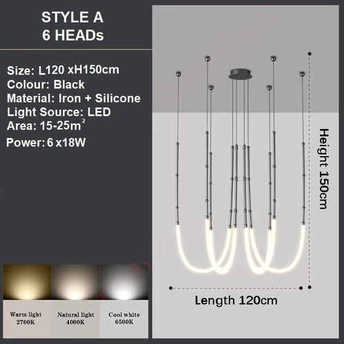 BAMDECOR Minimalistic Retro LED Minimalism Designer Lustre Hanging Lamps Slender-Shape LED Pendant Light (Black) - Image 4