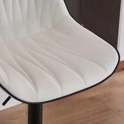 SERENITà White Modern Height Adjustable Swivel Bar Stools Upholstered Leather Barstool Kitchen Island Chairs with Metal Frame (Set of 2) - Image 4