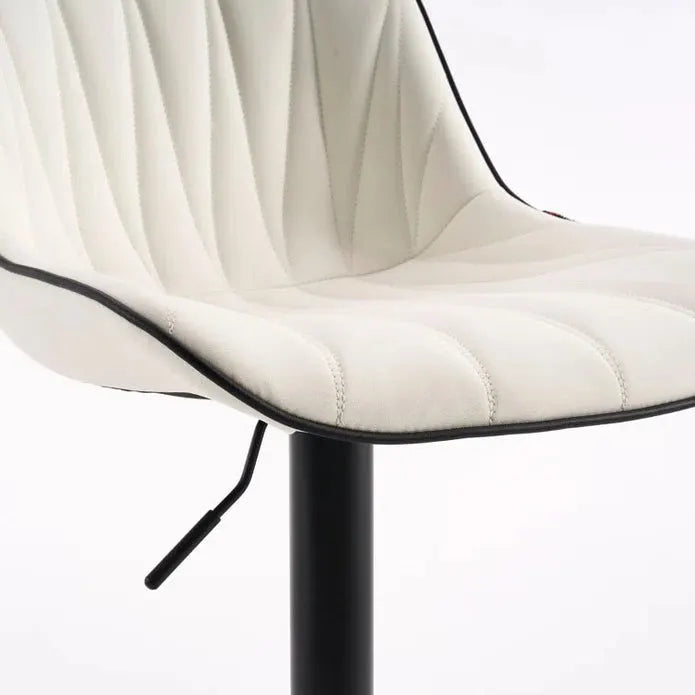 SERENITà White Modern Height Adjustable Swivel Bar Stools Upholstered Leather Barstool Kitchen Island Chairs with Metal Frame (Set of 2) - Image 5