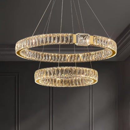 BAMDECOR C3319 Modern Crystal Chandeliers Lighting Fixtures Contemporary Round Chandelier Lighting Fixtures Crystal Pendant Ceiling Lights(Gold-80+60cm) - Image 2