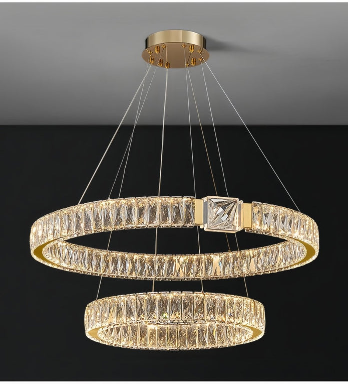 BAMDECOR C3319 Modern Crystal Chandeliers Lighting Fixtures Contemporary Round Chandelier Lighting Fixtures Crystal Pendant Ceiling Lights(Gold-80+60cm) - Image 3