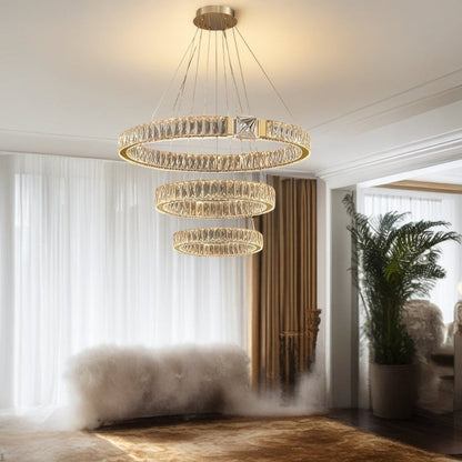 BAMDECOR C3319 Modern Crystal Chandeliers Lighting Fixtures Contemporary Round Chandelier Lighting Fixtures Crystal Pendant Ceiling Lights(Gold-80+60+40cm) - Image 2