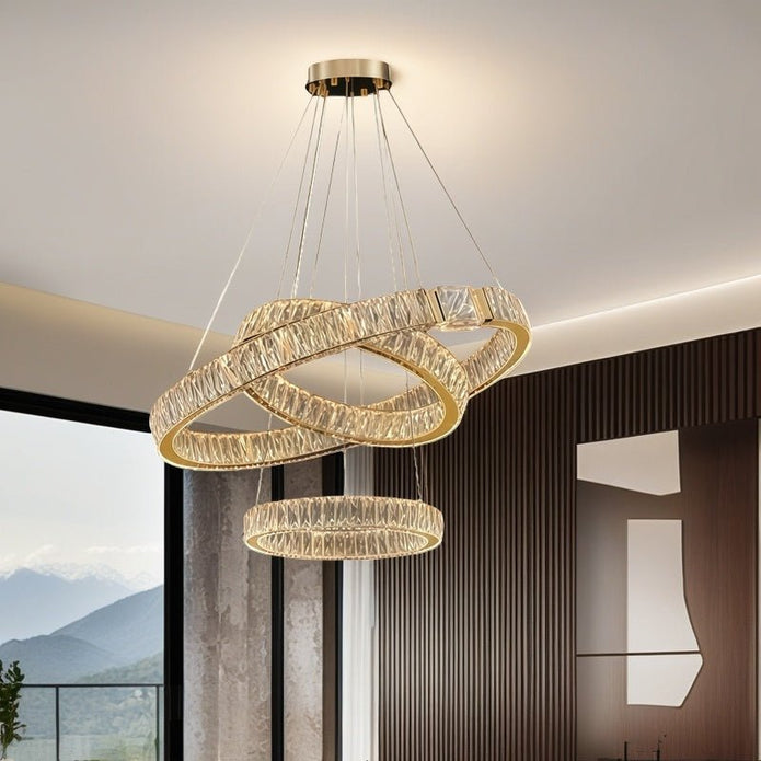 BAMDECOR C3319 Modern Crystal Chandeliers Lighting Fixtures Contemporary Round Chandelier Lighting Fixtures Crystal Pendant Ceiling Lights(Gold-80+60+40cm) - Image 3