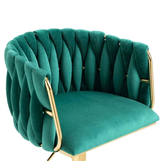 SERENITà Modern Velvet Breakfast Bar Stools Swivel Barstools Adjustable Counter Stools with Backrest Set of 2 Emarald Green - Image 6