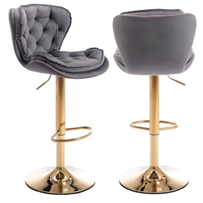 SERENITà Swivel Bar Stools Set of 2 Counter Height Barstools with Back Velvet Upholstered Adjustable Stool Chair Min Century Modern Bar Stool for Kitchen Island (Grey) - Image 4