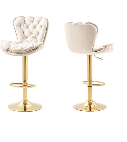 SERENITà Swivel Bar Stools Set of 2 Counter Height Barstools with Back Velvet Upholstered Adjustable Stool Chair Min Century Modern Bar Stool for Kitchen Island (Ivory) - Image 4