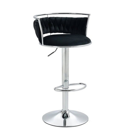 SERENITà Silver Swivel Upholstered Velvet Adjustable Height Counter Stool with Metal Frame Black (Set of 2) - Image 2