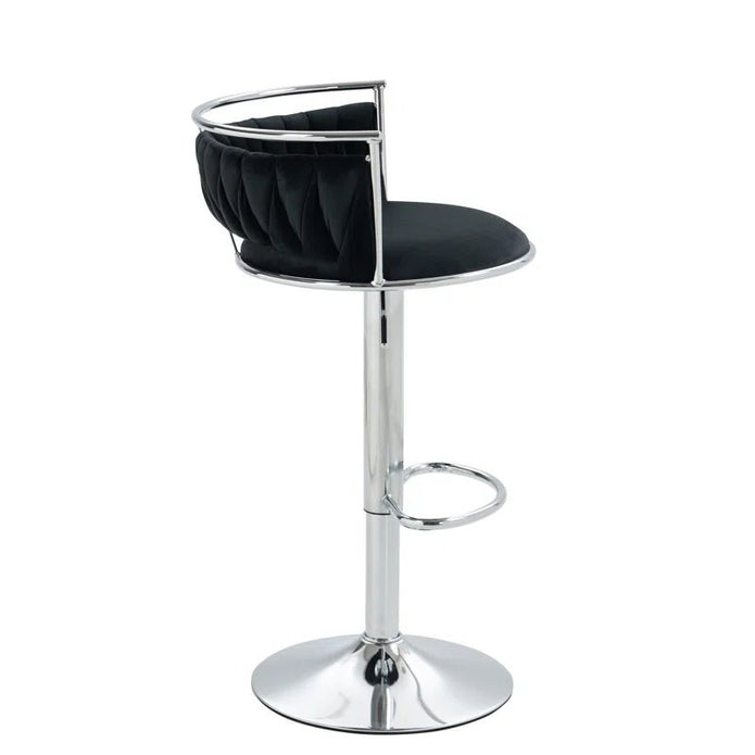 SERENITà Silver Swivel Upholstered Velvet Adjustable Height Counter Stool with Metal Frame Black (Set of 2) - Image 3
