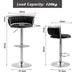 SERENITà Silver Swivel Upholstered Velvet Adjustable Height Counter Stool with Metal Frame Black (Set of 2) - Image 6