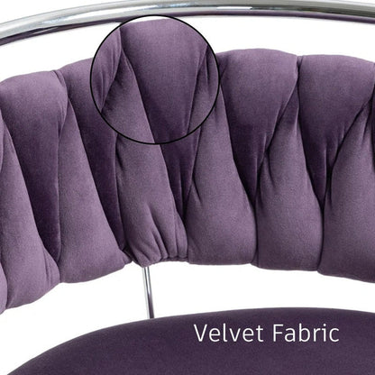 SERENITà Silver Swivel Upholstered Velvet Adjustable Height Counter Stool with Metal Frame Voilet (Set of 2) - Image 3