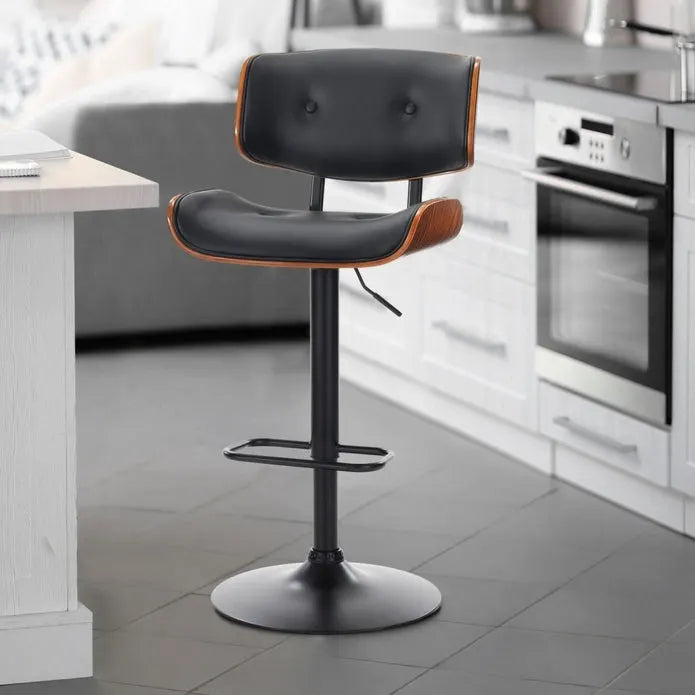 SERENITà European Wooden Black Modern Bar Stools Swivel Bar Stool Chair Counter Height Bar(Black)stool with 360 Degree Swivel Seat - Image 2