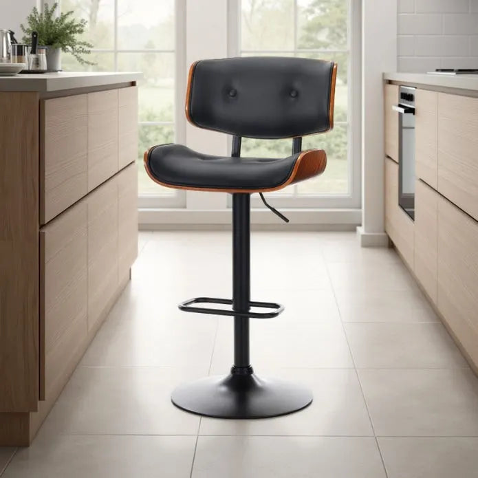 SERENITà European Wooden Black Modern Bar Stools Swivel Bar Stool Chair Counter Height Bar(Black)stool with 360 Degree Swivel Seat - Image 3