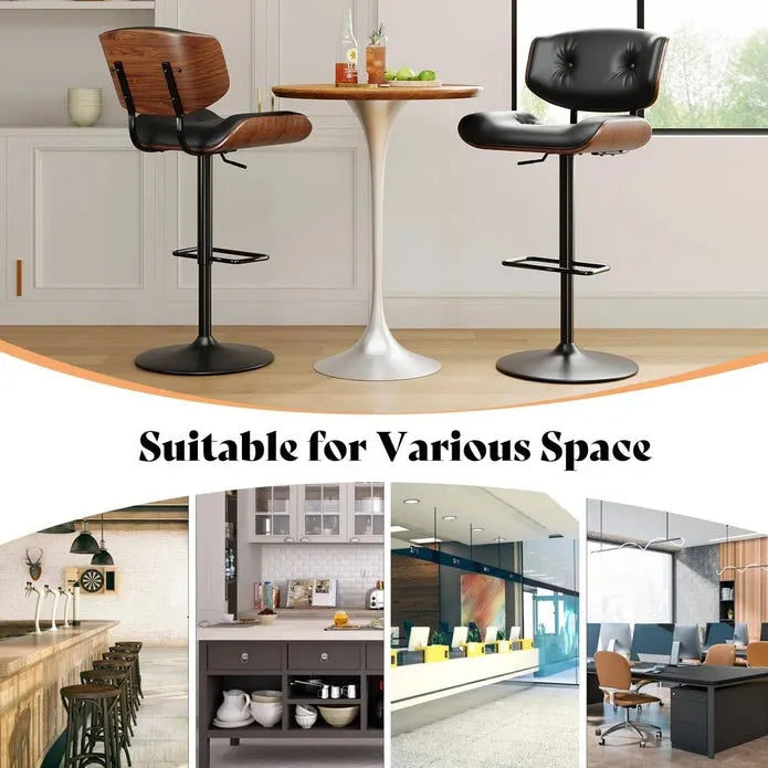 SERENITà European Wooden Black Modern Bar Stools Swivel Bar Stool Chair Counter Height Bar(Black)stool with 360 Degree Swivel Seat - Image 6