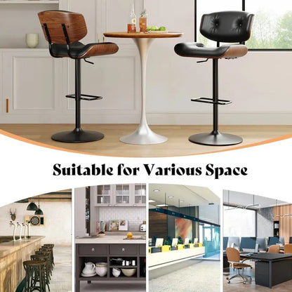 SERENITà European Wooden Black Modern Bar Stools Swivel Bar Stool Chair Counter Height Bar(Black)stool with 360 Degree Swivel Seat - Image 6