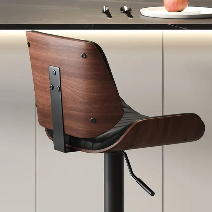 SERENITà European Wooden Modern Bar Stools Bistro Stool with Rotating and Aerodynamic Multi-levelled(Black) - Image 2