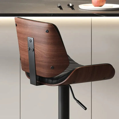 SERENITà European Wooden Modern Bar Stools Bistro Stool with Rotating and Aerodynamic Multi-levelled(Black) - Image 2