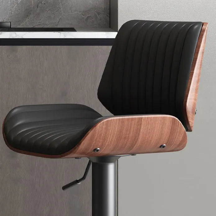 SERENITà European Wooden Modern Bar Stools Bistro Stool with Rotating and Aerodynamic Multi-levelled(Black) - Image 3