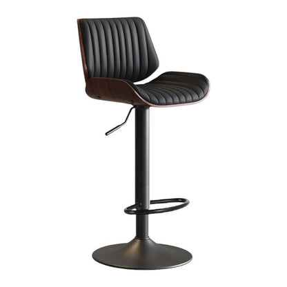 SERENITà European Wooden Modern Bar Stools Bistro Stool with Rotating and Aerodynamic Multi-levelled(Black) - Image 3