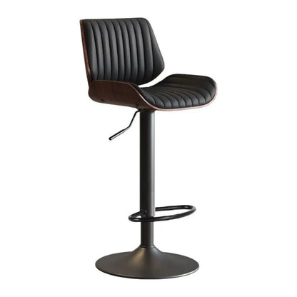 SERENITà European Wooden Modern Bar Stools Bistro Stool with Rotating and Aerodynamic Multi-levelled(Black)