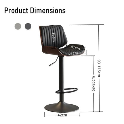 SERENITà European Wooden Modern Bar Stools Bistro Stool with Rotating and Aerodynamic Multi-levelled(Black) - Image 4