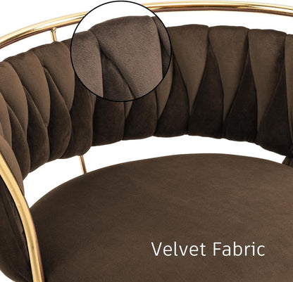 SERENITà Golden Swivel Upholstered Velvet Adjustable Height Counter Stool with Metal Frame Coffee (Set of 2) - Image 4