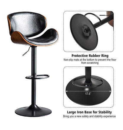 SERENITà European Black Modern Bar Stools Swivel Bar Stool Chair Counter Height Barstool with 360 Degree Swivel Seat - Image 5