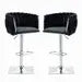 SERENITà Modern Velvet Breakfast Bar Stools Swivel Barstools Adjustable Counter Stools with Backrest (Silver-Black)