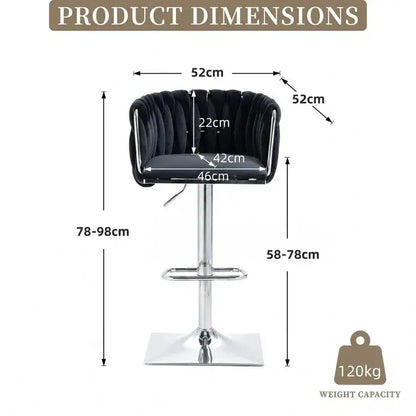 SERENITà Modern Velvet Breakfast Bar Stools Swivel Barstools Adjustable Counter Stools with Backrest (Silver-Black) - Image 5