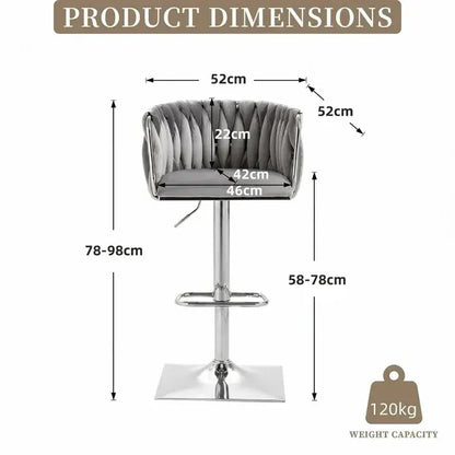 SERENITà Modern Velvet Breakfast Bar Stools Swivel Barstools Adjustable Counter Stools with Backrest (Silver-Grey) - Image 5